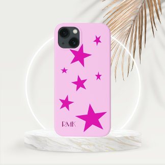 7 Fuchsia Stars and Personalised Pink Text  iPhone 13 Case
