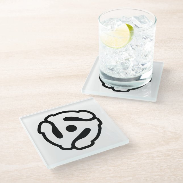 7 inch 45 rpm vinyl adapter insert spindle spider glass coaster (Angled)