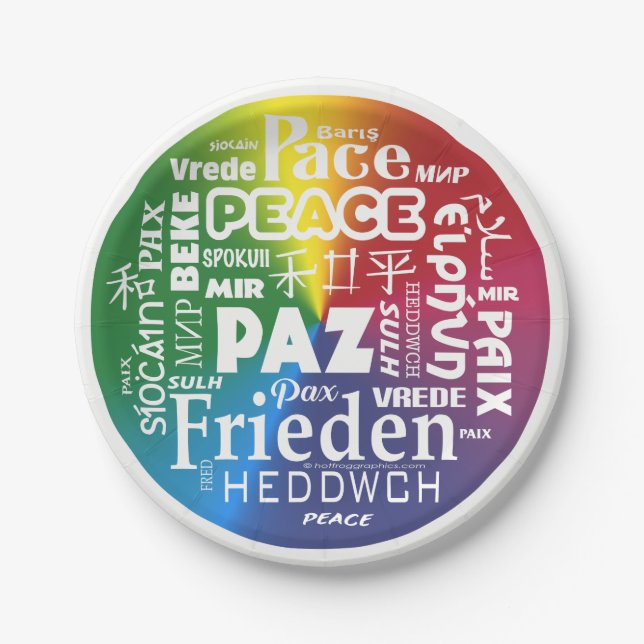 7 inch paper plate peace languages (Front)