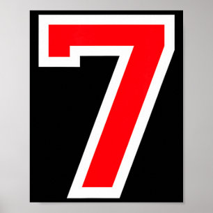 #7 jersey uniform varsity sports red number 7th poster