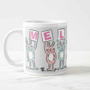 7 Letter Name with Rabbits Large Coffee Mug