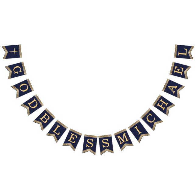 7 Letters Blue Gold God Bless Baptism Communion Bunting (All)