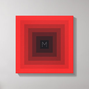 7-Level Red Inverted Pyramid Initial Personalized Canvas Print