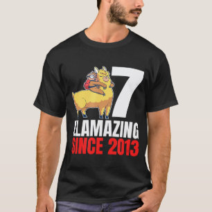 7 Llamazing Since 2013 Birthday Party Sloth Riding T-Shirt