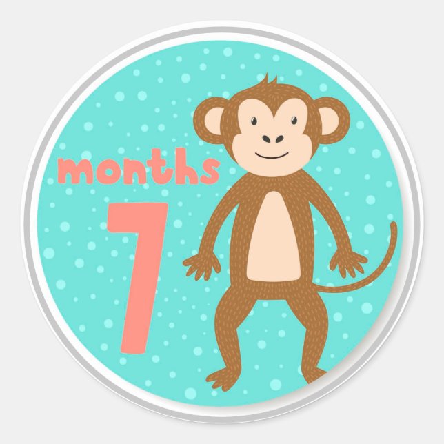 7 Month Baby Milestone Classic Round Sticker (Front)