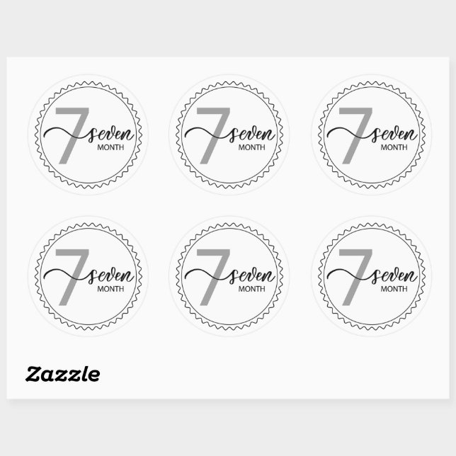 7 Month Milestone  Classic Round Sticker (Sheet)