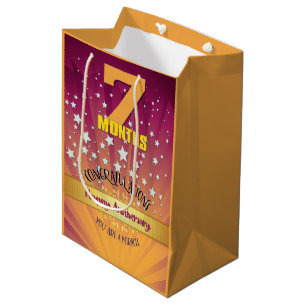 7 Months Recovery Anniversary Bold Numeral Medium Gift Bag