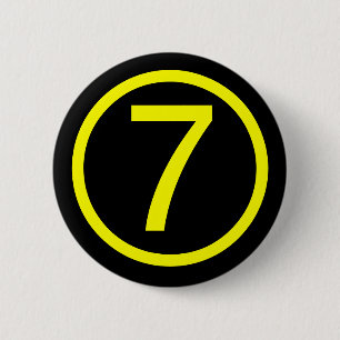 7 - number seven 6 cm round badge