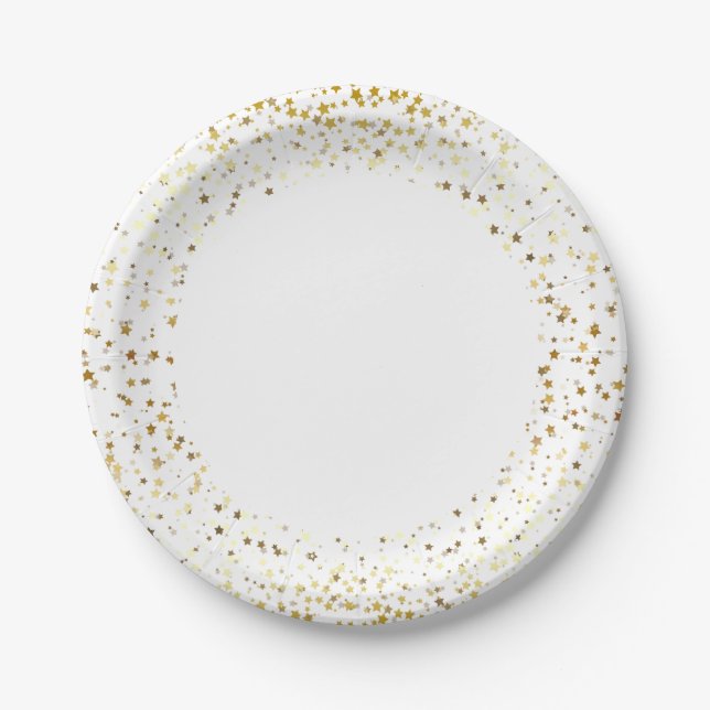 7" Paper Plates-Gold Petite Stars Plate (Front)