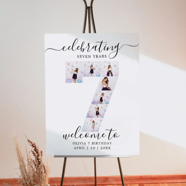 7 Photo Birthday Welcome Sign, Him or Her Poster (7 Photo Birthday Welcome Sign, Him or Her Poster)
