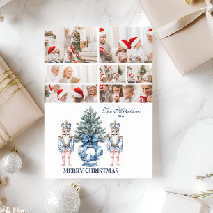 7 Photo Blue Chinoiserie Nutcracker Christmas Holiday Card