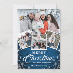 7 PHOTO Christmas Rustic Wood Greeting Holiday Card