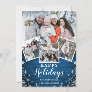 7 PHOTO Christmas Rustic Wood Greeting Holiday Card