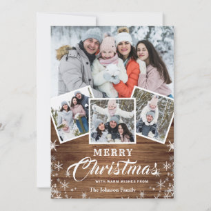 7 PHOTO Christmas Rustic Wood Greeting Holiday Card