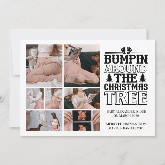 7 Photo Christmas Tree Pregnancy Announcement (Front)