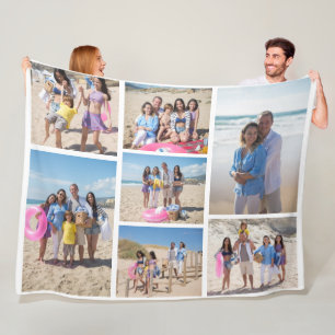7 Photo collage family template personalised Fleece Blanket