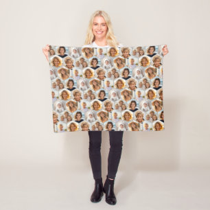 7 Photo Collage - funky hexagon pattern Fleece Blanket