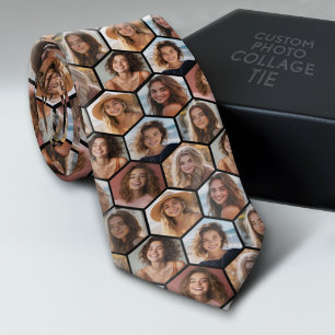 7 Photo Collage - funky honeycomb pattern - black Tie