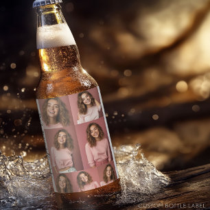 7 Photo Collage - Modern Minimal White Beer Bottle Label