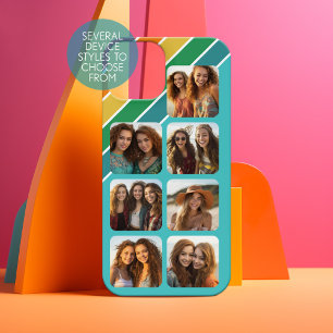 7 photo collage with retro 70s inspired stripes
