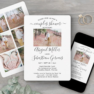 7 Photo Couples Wedding Shower Chic Modern Script Invitation