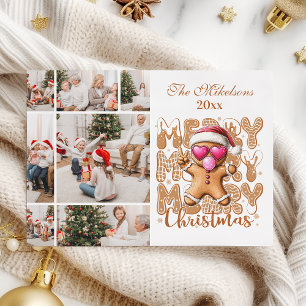 7 Photo Cute Gingerbread  Christmas  Holiday Card