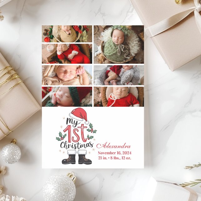7 Photo Cute Santa Baby 1st Christmas Holiday Card (Creator Uploaded)