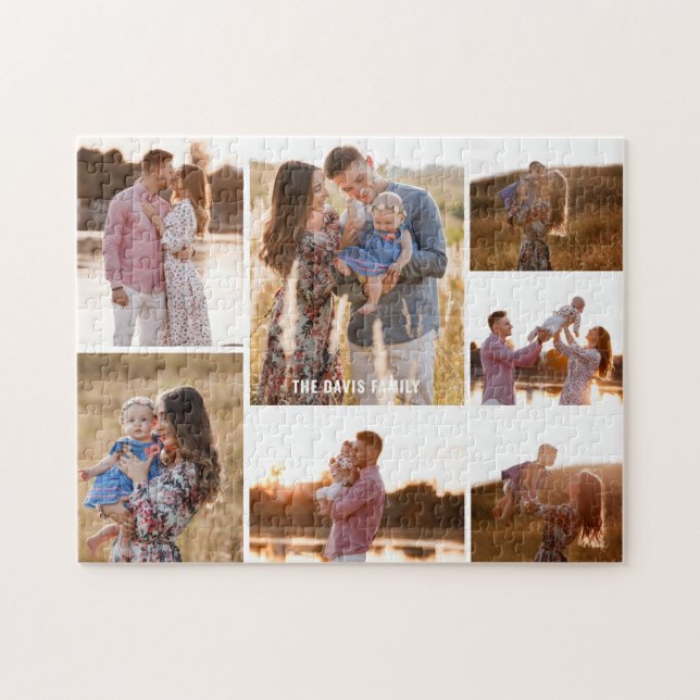7-Photo Gallery Custom Caption Personalised Puzzle (Horizontal)