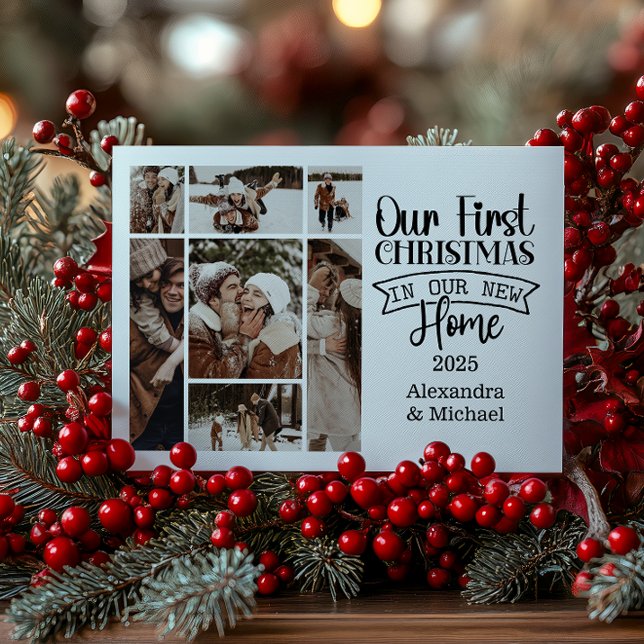 7 Photo Minimalist Christmas First Home Holiday Card (Creator Uploaded)