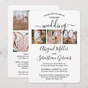 7 Photo Online Virtual Wedding Ceremony Elegant Invitation
