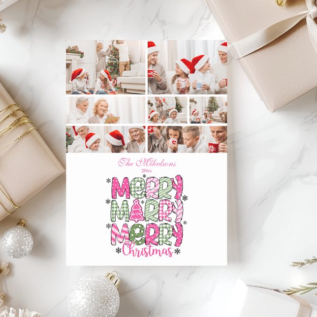 7 Photo Pink Green Merry Christmas Holiday (Creator Uploaded)