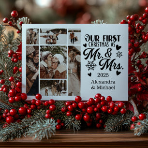 7 Photo Snowflakes Christmas Mr and Mrs  Holiday Card