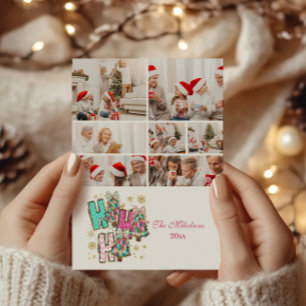 7 Photo Whimsical Ho Ho Ho Christmas Family  Holiday Card