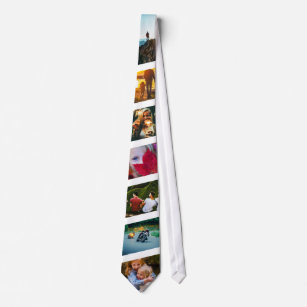 7 Photo White Stripe Tie Template Edge Printed