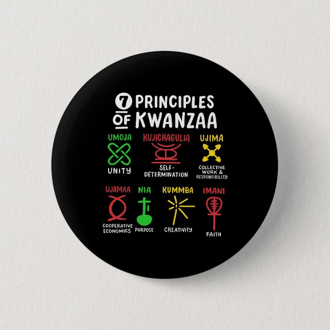 7 Principles Of Kwanzaa Black African American Men 6 Cm Round Badge (Front)