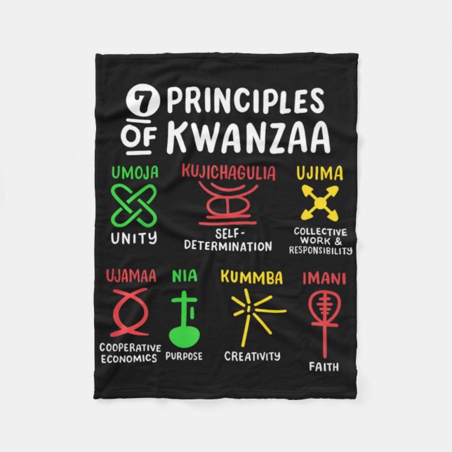 7 Principles Of Kwanzaa Black African American Men Fleece Blanket (Front)
