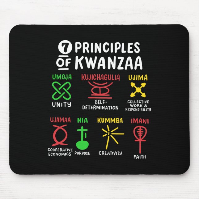 7 Principles Of Kwanzaa Black African American Men Mouse Pad (Front)