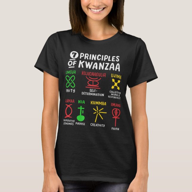 7 Principles Of Kwanzaa Black African American Men T-Shirt (Front)