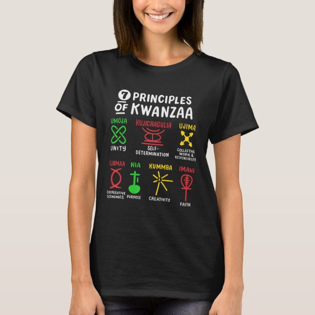 7 Principles Of Kwanzaa Black African American Men T-Shirt (Front)
