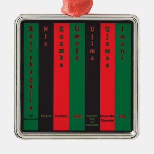 7 Principles of Kwanzaa (Vertical) Metal Tree Decoration