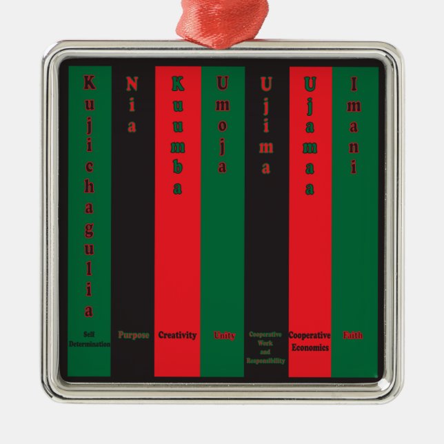 7 Principles of Kwanzaa (Vertical) Metal Tree Decoration (Front)
