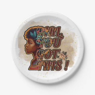 7" Round Paper Plate – Girl, You Got This!