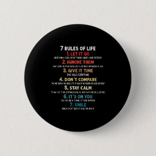 7 Rules Of Life Motivational Quotes For Men, Women 6 Cm Round Badge