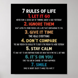 7 Rules Of Life Motivational Quotes For Men, Women Poster