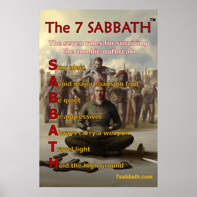 7 SABBTH Zombie Survival Poster (Front)