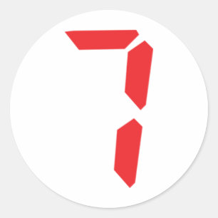 7 seven  red alarm clock digital number classic round sticker