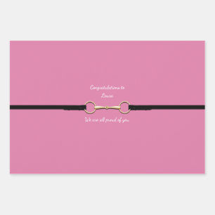 7" Snaffle Bit & Reins with Custom Text Pink Wrapping Paper Sheet