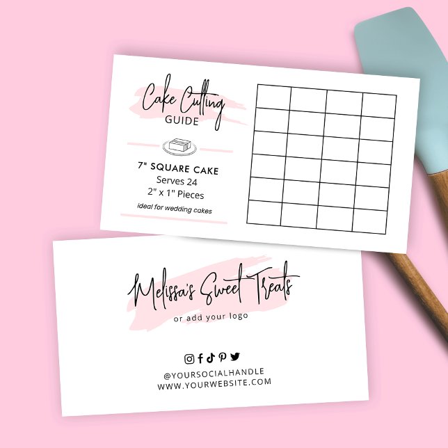 7" Square Wedding Cake Cutting Guide 2x1" Portions Enclosure Card (7 inch square wedding cake cutting guide for 2x1 portions size)