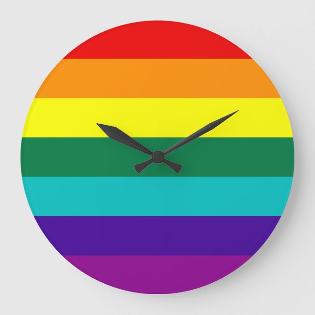 7 Stripes Rainbow Gay Pride Flag Large Clock (Front)