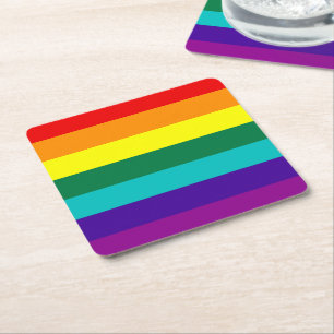 7 Stripes Rainbow Gay Pride Flag Square Paper Coaster